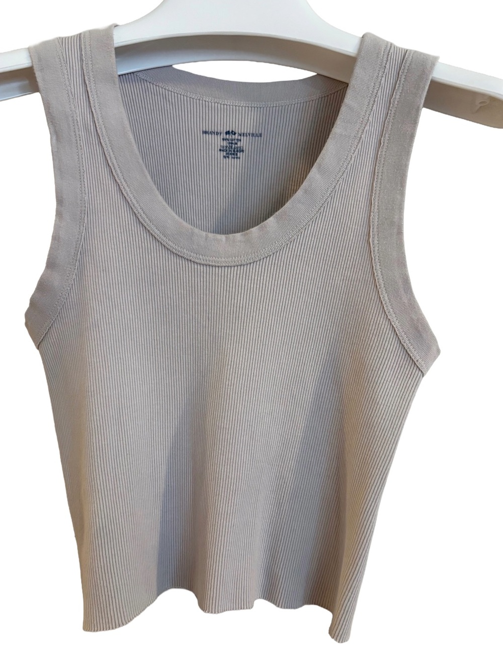 Women’s Brandy Melville Connor Ribbed Cropped Tank Top in Ecru